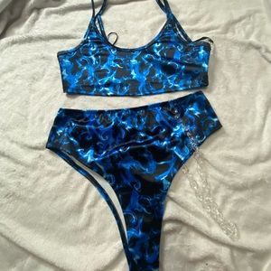 I heart raves blue smoke outfit